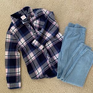 Set sz 5/5t girls soft plaid top and Carters pants